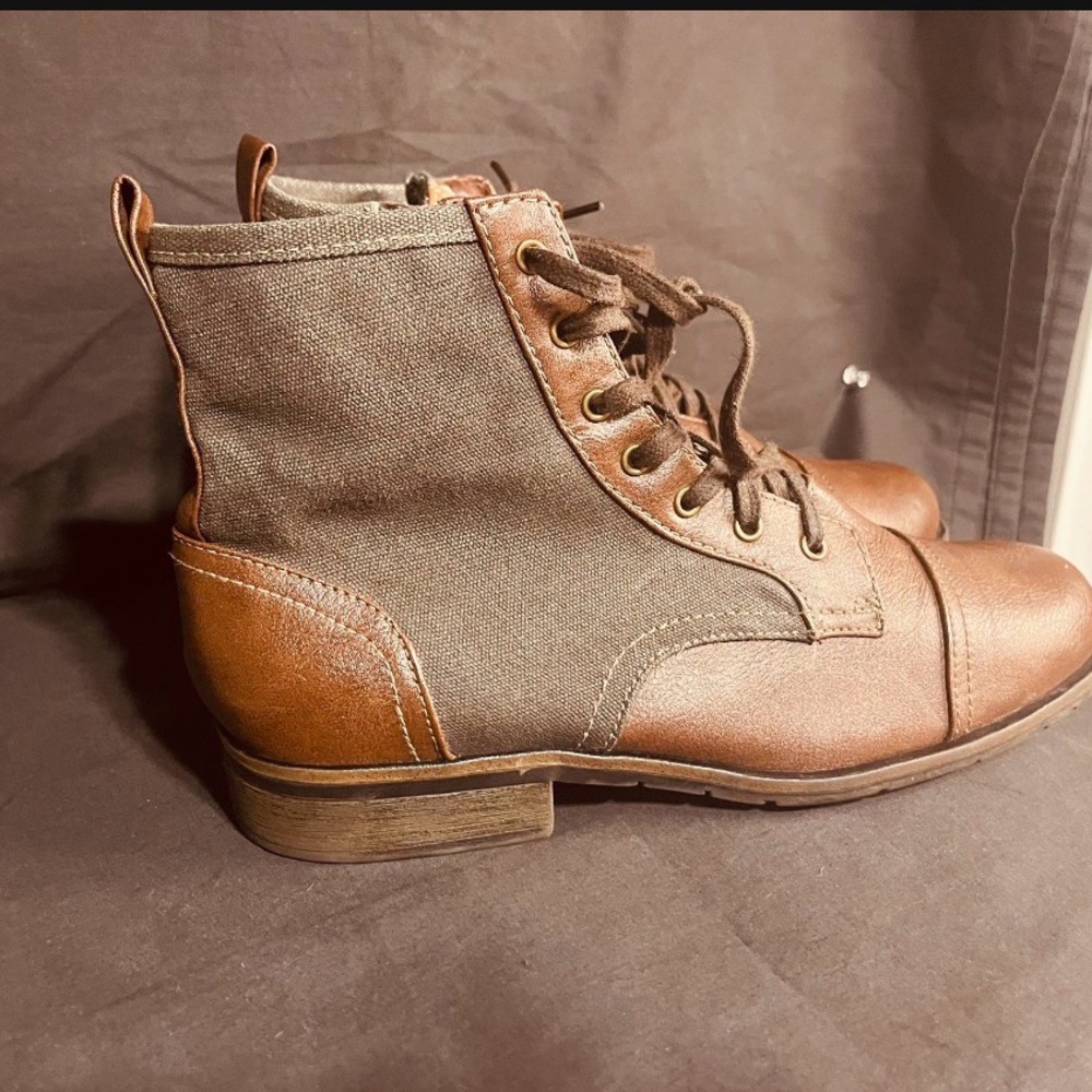 Brown Lace-Up Ankle Boots